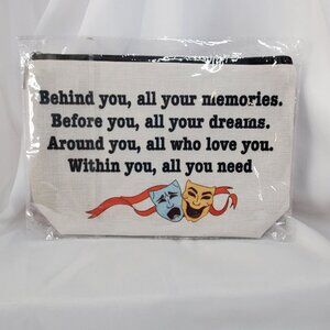 Theater Drama Themed Canvas Cosmetic Pouch "Behind You All Your Memories"